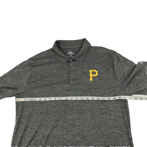 Mens Majestic Pittsburgh Pirates Short Sleeve Polo Shirt Size Large Gray - Picture 3 of 8